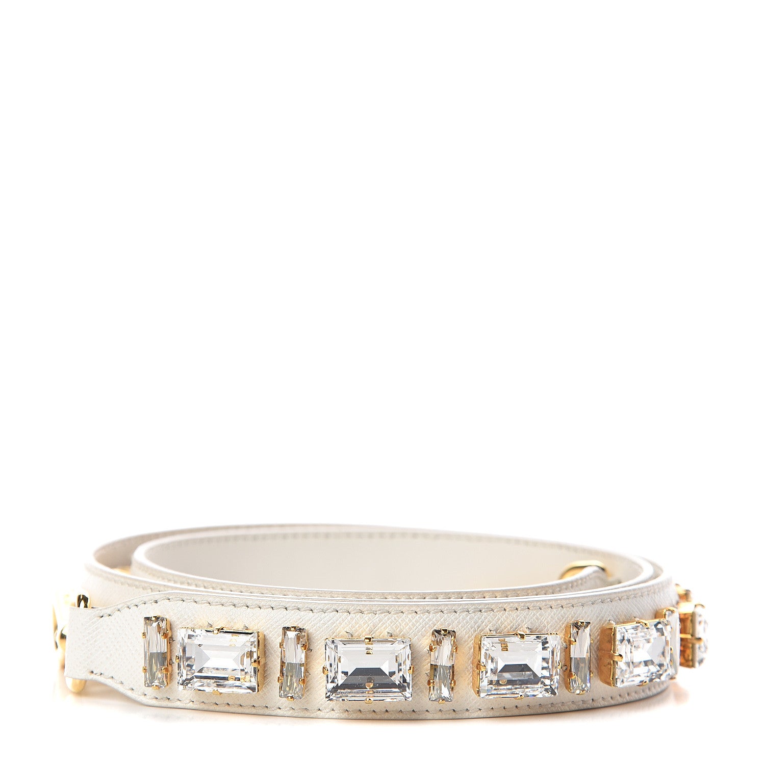 Prada Saffiano Crystal Shoulder Strap White 1 of 3