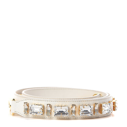Prada Saffiano Crystal Shoulder Strap White 1 of 3