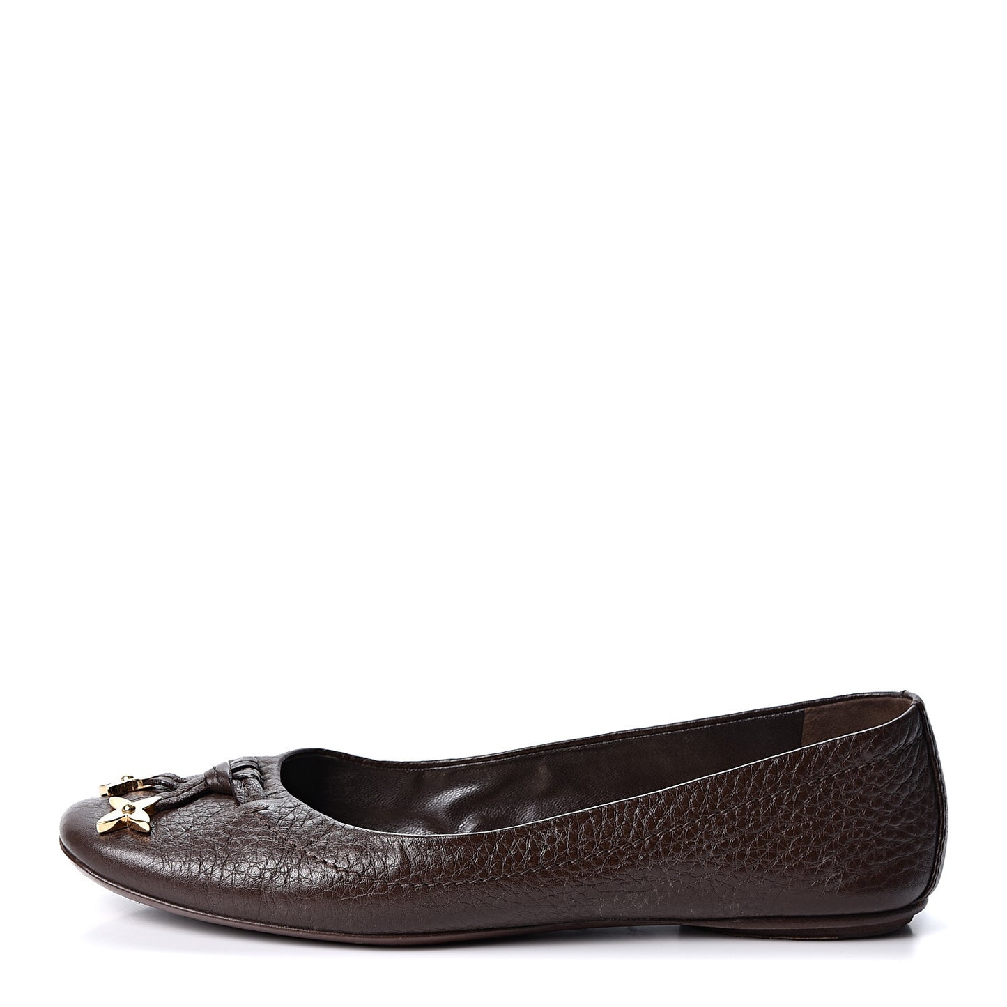 Calfskin Marguerite Ballerina Flats 36 Brown