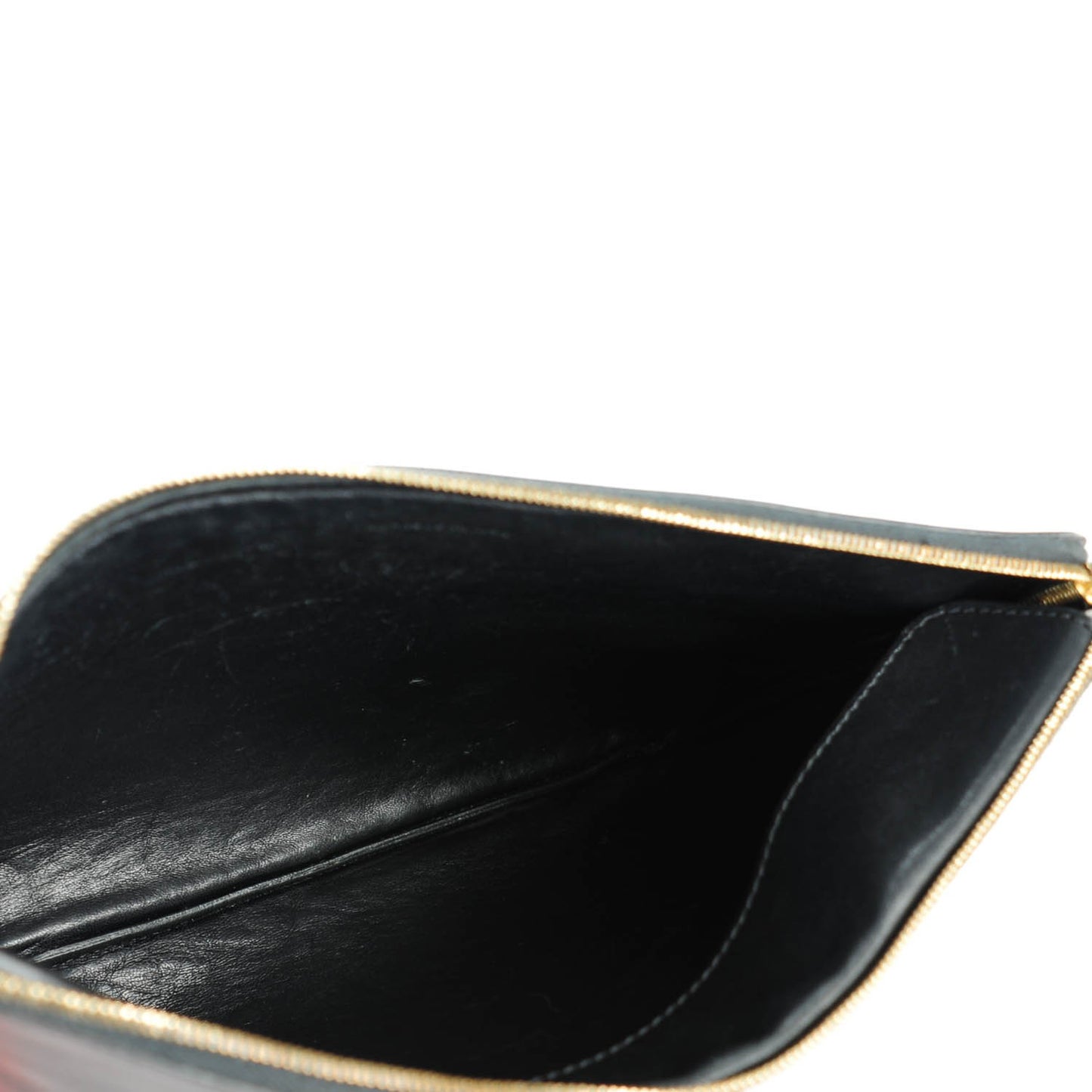 Lambskin Zip Pouch Clutch Black