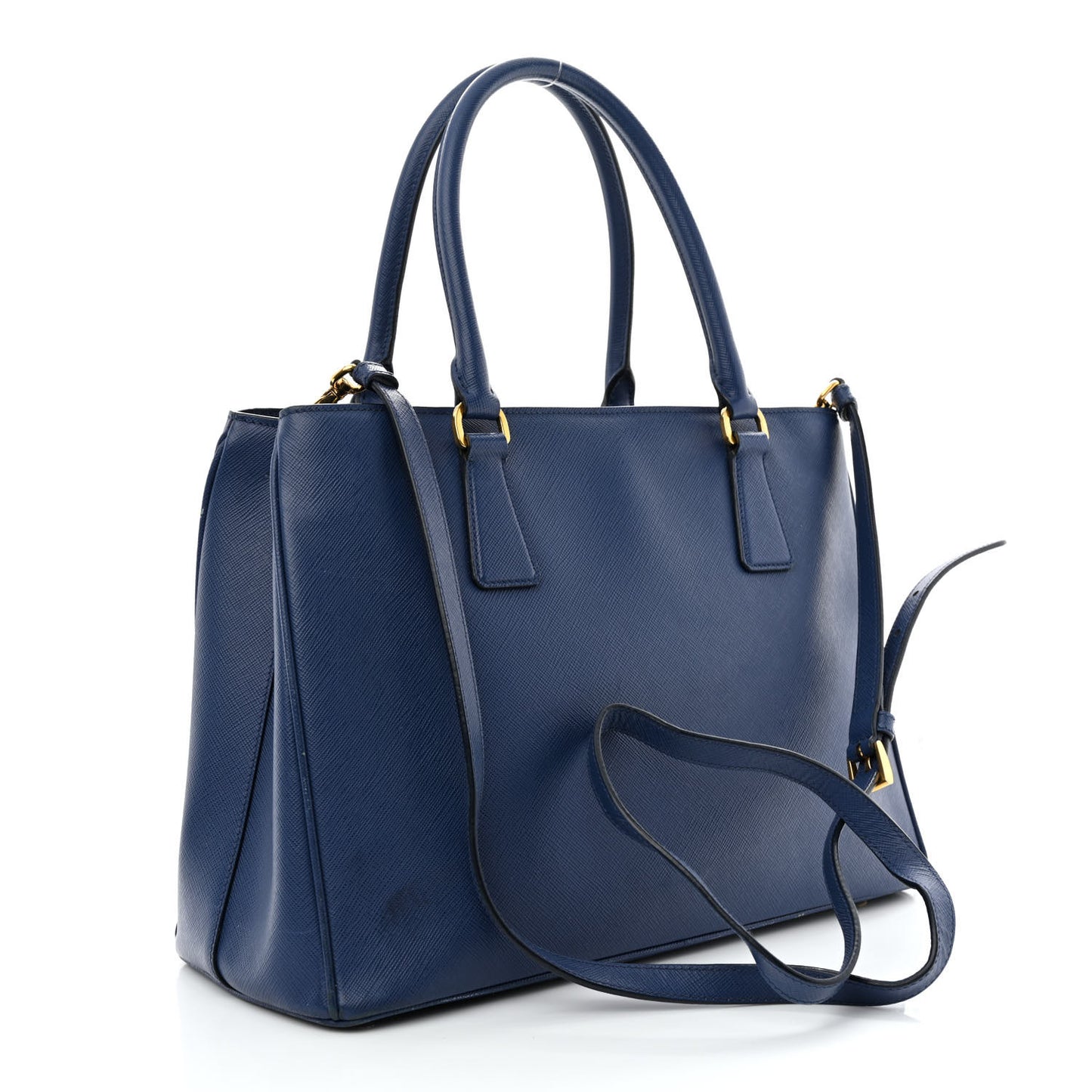 Saffiano Lux Medium Double Zip Tote Bluette