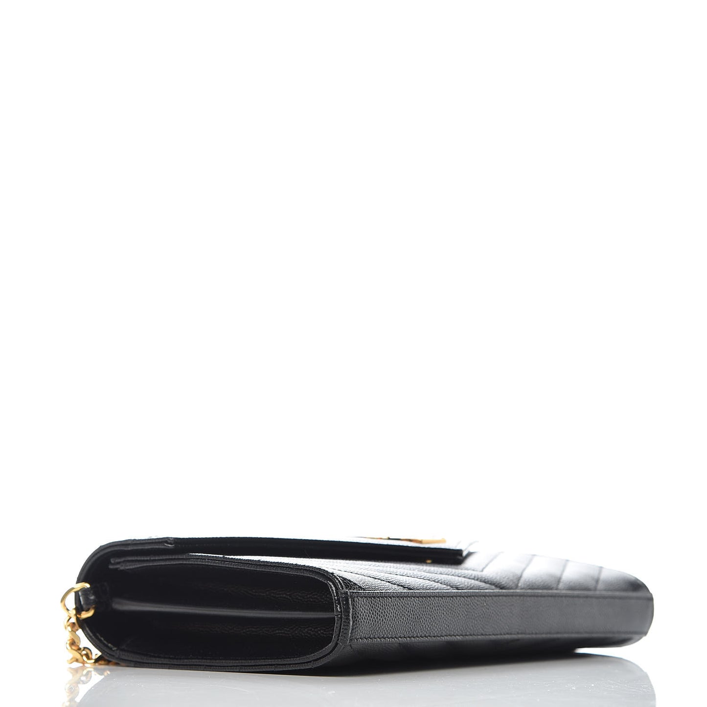 Grain De Poudre Matelasse Chevron Monogram Chain Wallet Black