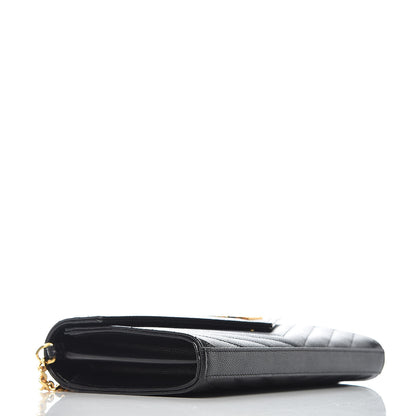 Saint Laurent Grain De Poudre Matelasse Chevron Monogram Chain Wallet Black 4 of 9