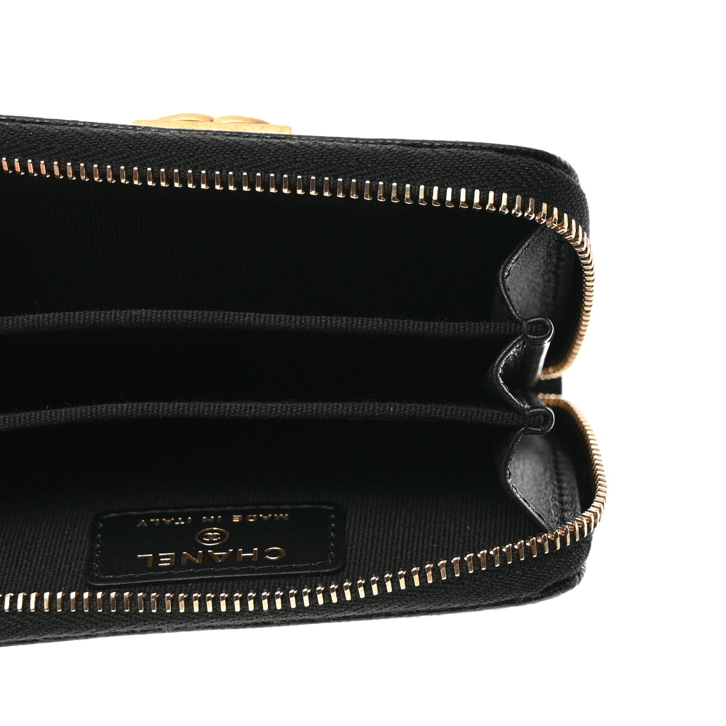Caviar Quilted Boy Zip Around Coin Purse Wallet Black
