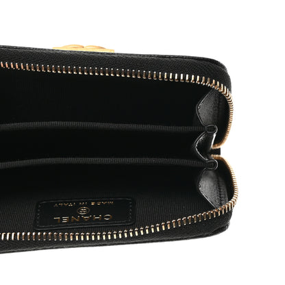 Chanel Caviar Quilted Boy Zip Around Coin Purse Wallet Black 5 of 8