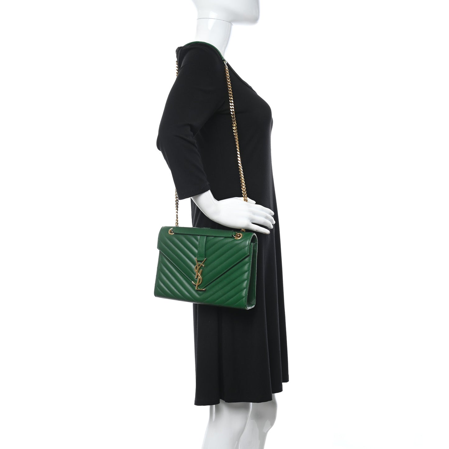Lambskin Matelasse Chevron Medium Monogram Satchel Green