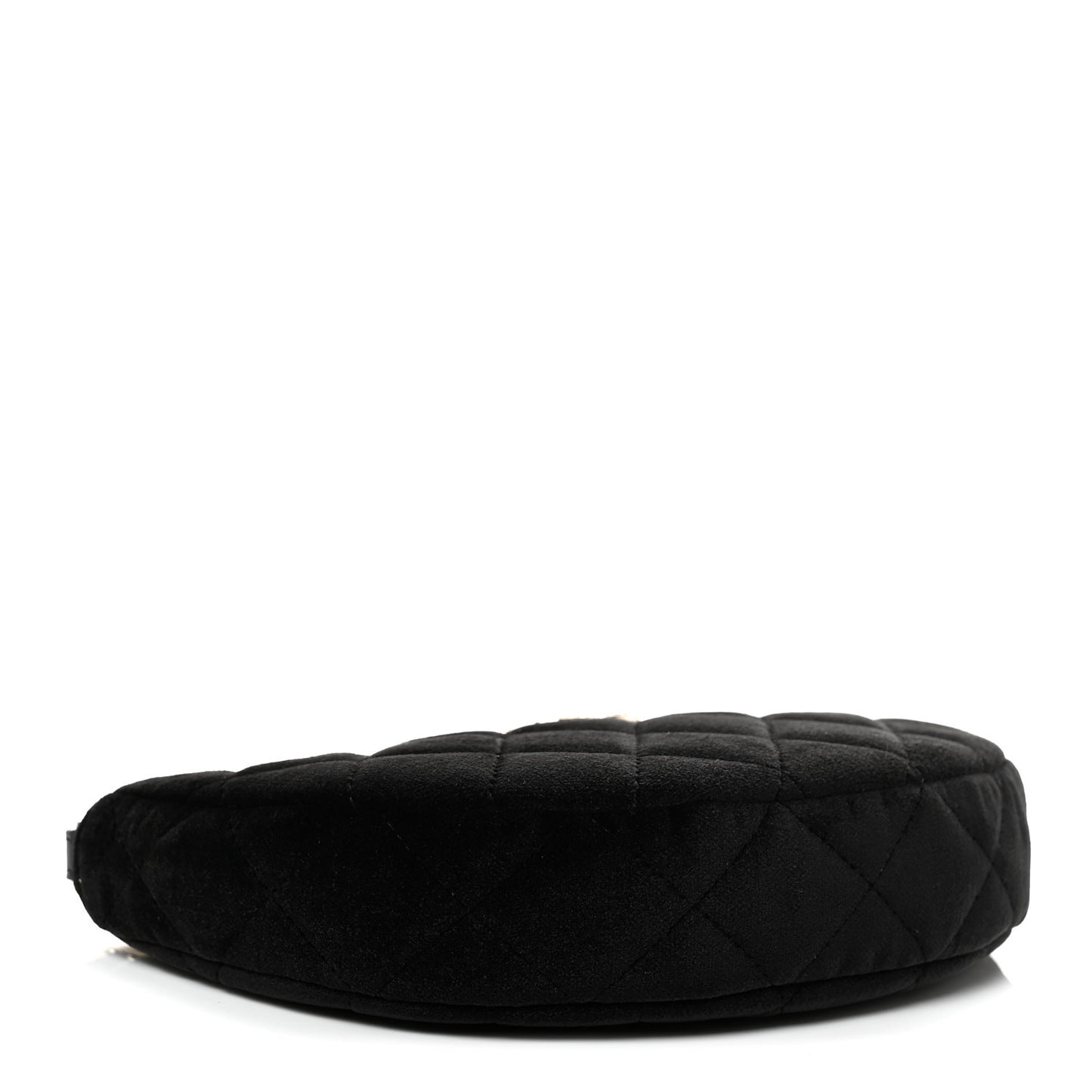 Velvet Crystal Quilted Chain Hobo Black