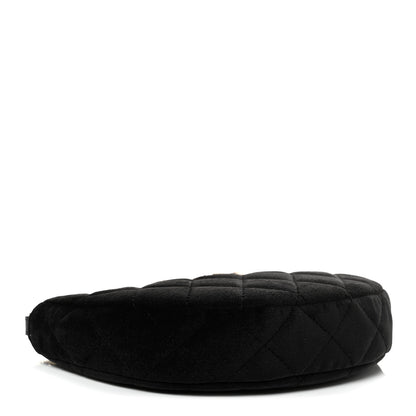 Chanel Velvet Crystal Quilted Chain Hobo Black 4 of 10