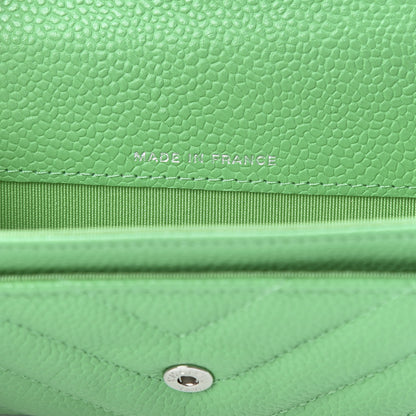 Chanel Caviar Chevron Quilted Flap Card Holder Green 7 of 9