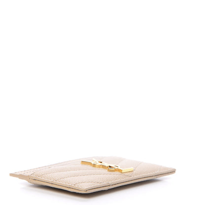 Saint Laurent Grain De Poudre Matelasse Chevron Monogram Credit Card Case Nude Powder 3 of 7