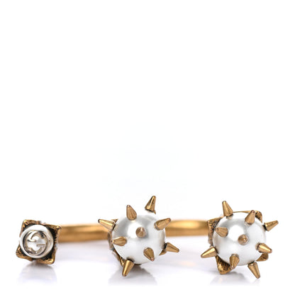 Gucci Metal Pearl Multi-Finger Ring White 1 of 4