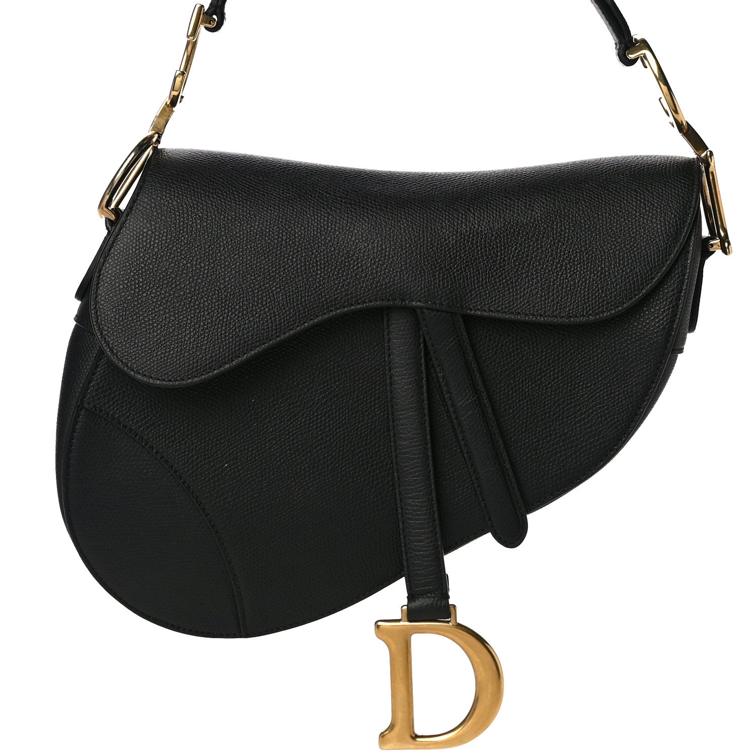 Christian Dior Grained Calfskin Saddle Bag Black 8 of 17
