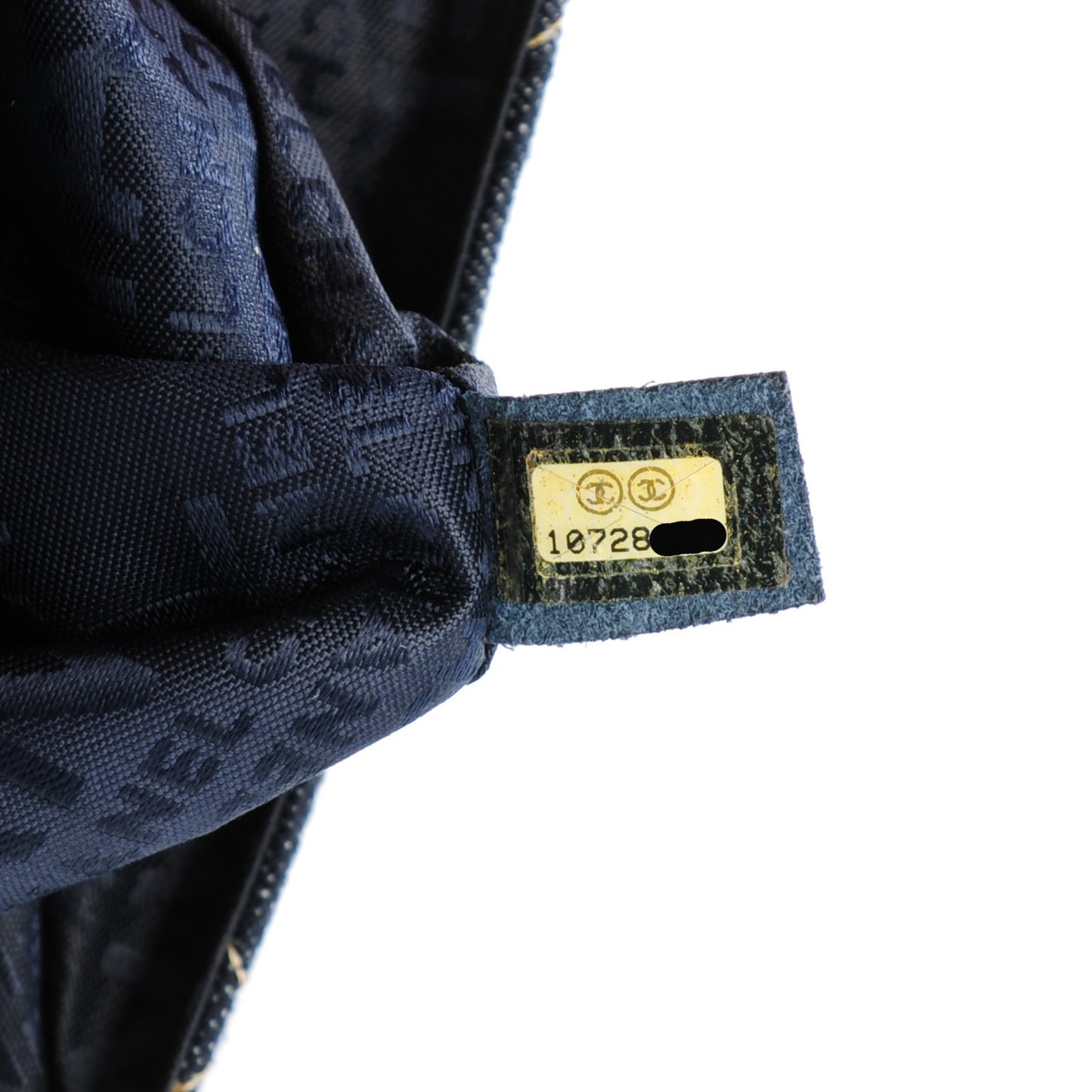 Denim Quilted Jumbo Diagonal CC Flap Blue