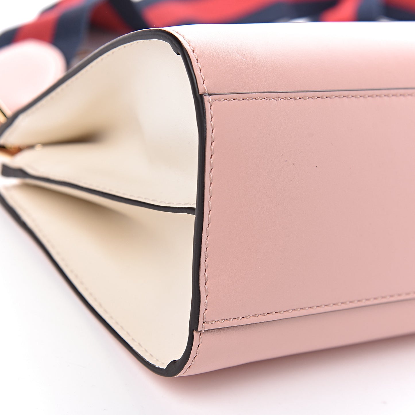 Nappa Bamboo Web Mini Nymphaea Top Handle Bag Perfect Pink Mystic White