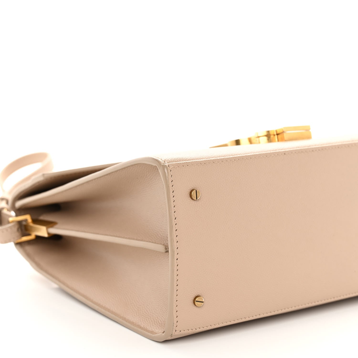 Saint Laurent Grain de Poudre Medium Classic Monogram Cassandra Top Handle Dark Beige 7 of 8