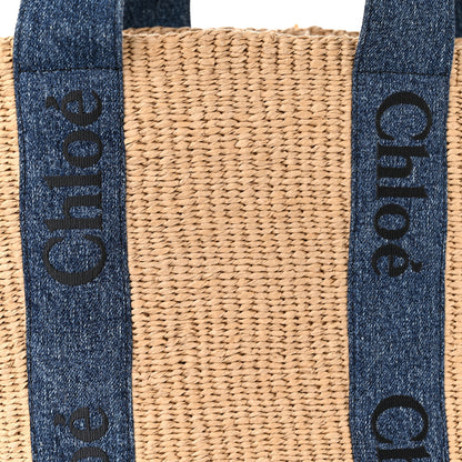Chloe Woven Large Woody Basket Tote Denim 7 of 9