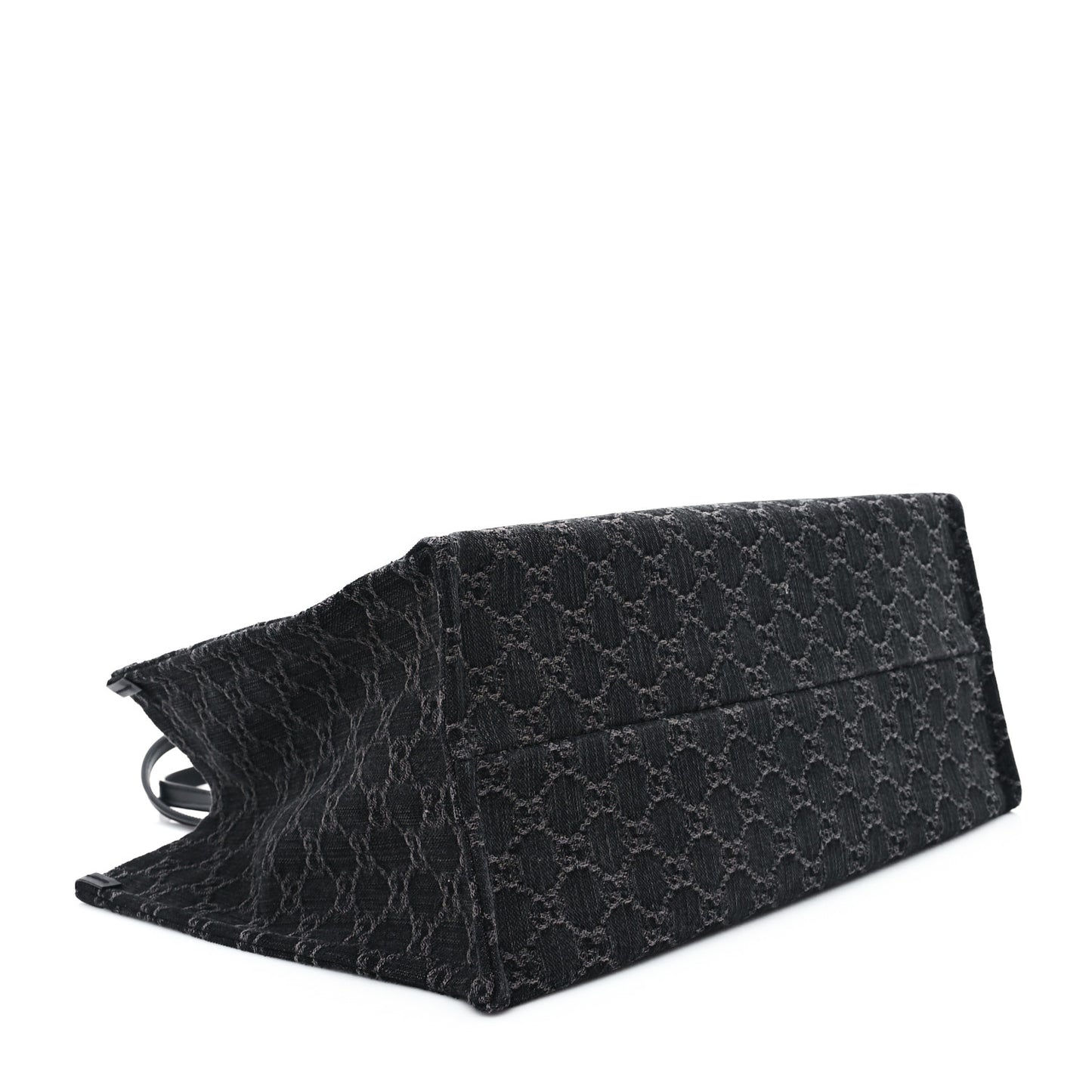 Denim Ophidia GG Monogram Large Tote Black Grey