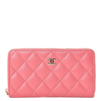 Chanel Iridescent Caviar Quilted Medium Zip Around Wallet Pink 1 of 9