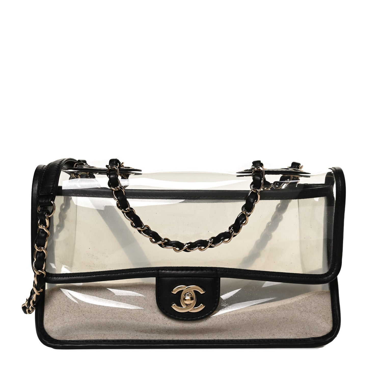 Lambskin PVC Medium Coco Sand Flap Black