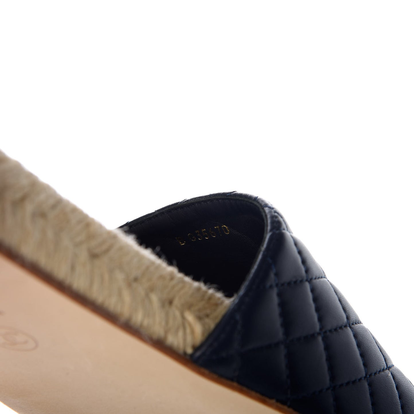 Lambskin Quilted CC Espadrille Slip On Sandals 41 Navy
