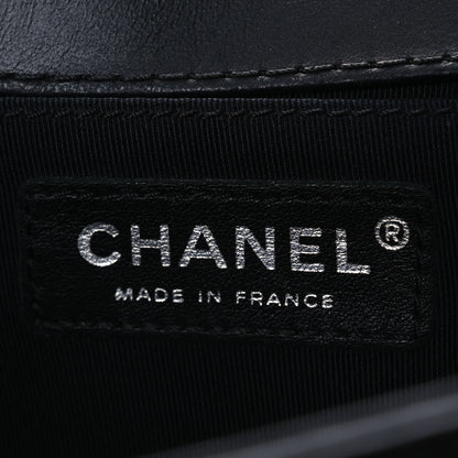 Chanel Lambskin Quilted Medium Boy Flap Black Blue Fonce 6 of 12