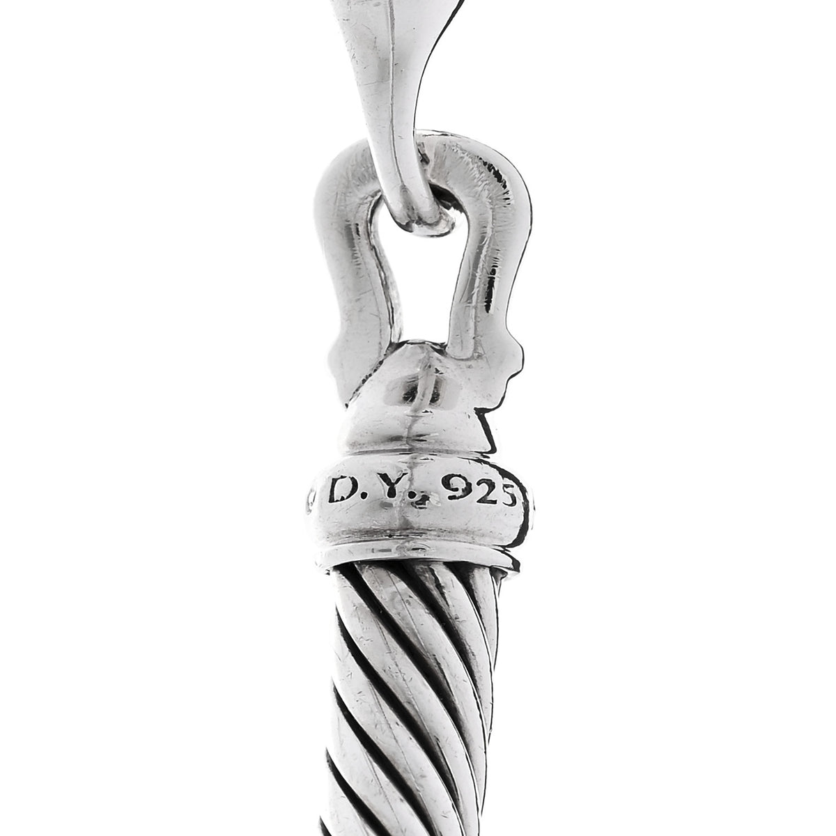 David Yurman Sterling Silver Diamond 5mm Cable Buckle Bracelet 3 of 3