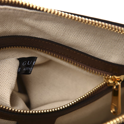 Gucci GG Supreme Monogram Azalea Calfskin Small Horsebit 1955 Top Handle Bag Beige Ebony Brown Sugar 9 of 12