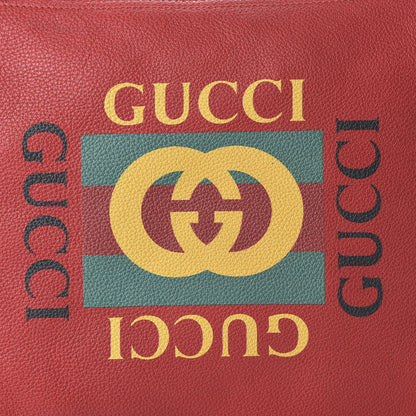 Gucci Pebbled Calfskin Medium Logo Portfolio Clutch Hibiscus Red 10 of 10