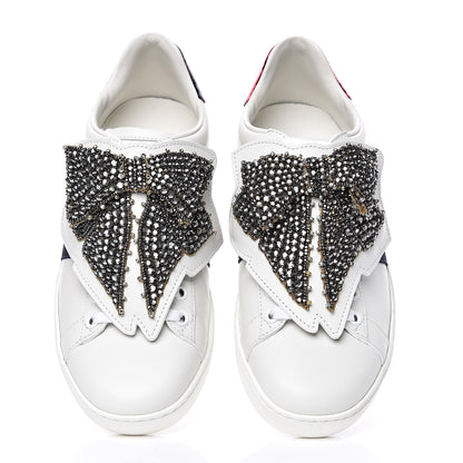 Gucci Calfskin Ayers Web Womens Ace Bow Lace Sneakers 36 White 3 of 13