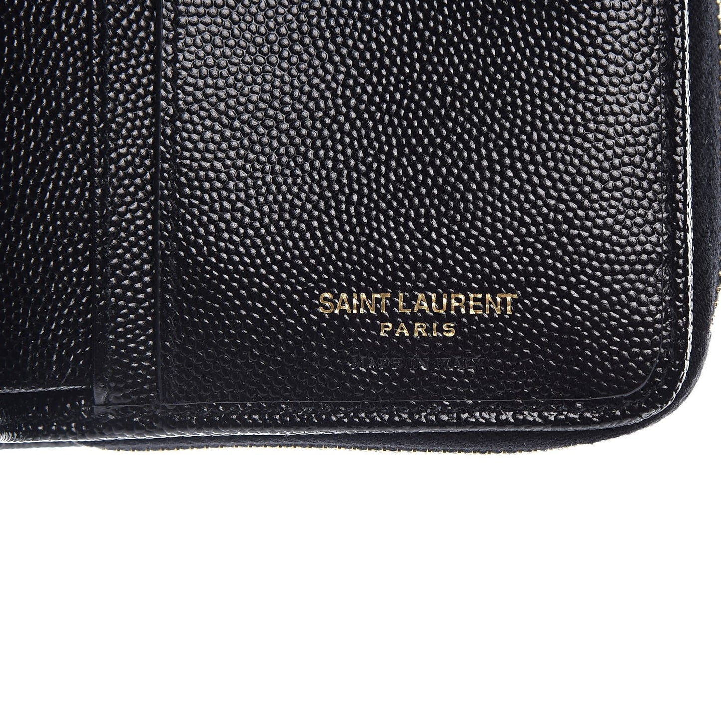 Grain De Poudre Matelasse Chevron Monogram Compact Zip Around Wallet Black