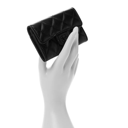Chanel Lambskin Quilted Flap Card Holder Wallet So Black 2 of 7