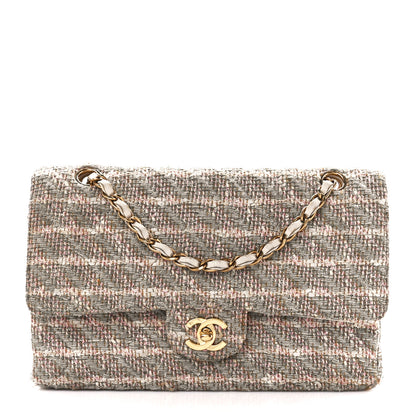 Chanel Tweed Quilted Medium Double Flap Beige Multicolor 1 of 15