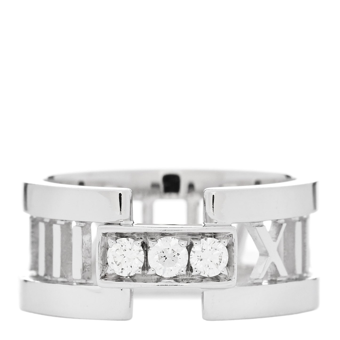 18K White Gold Diamond Open Atlas Ring 52 6