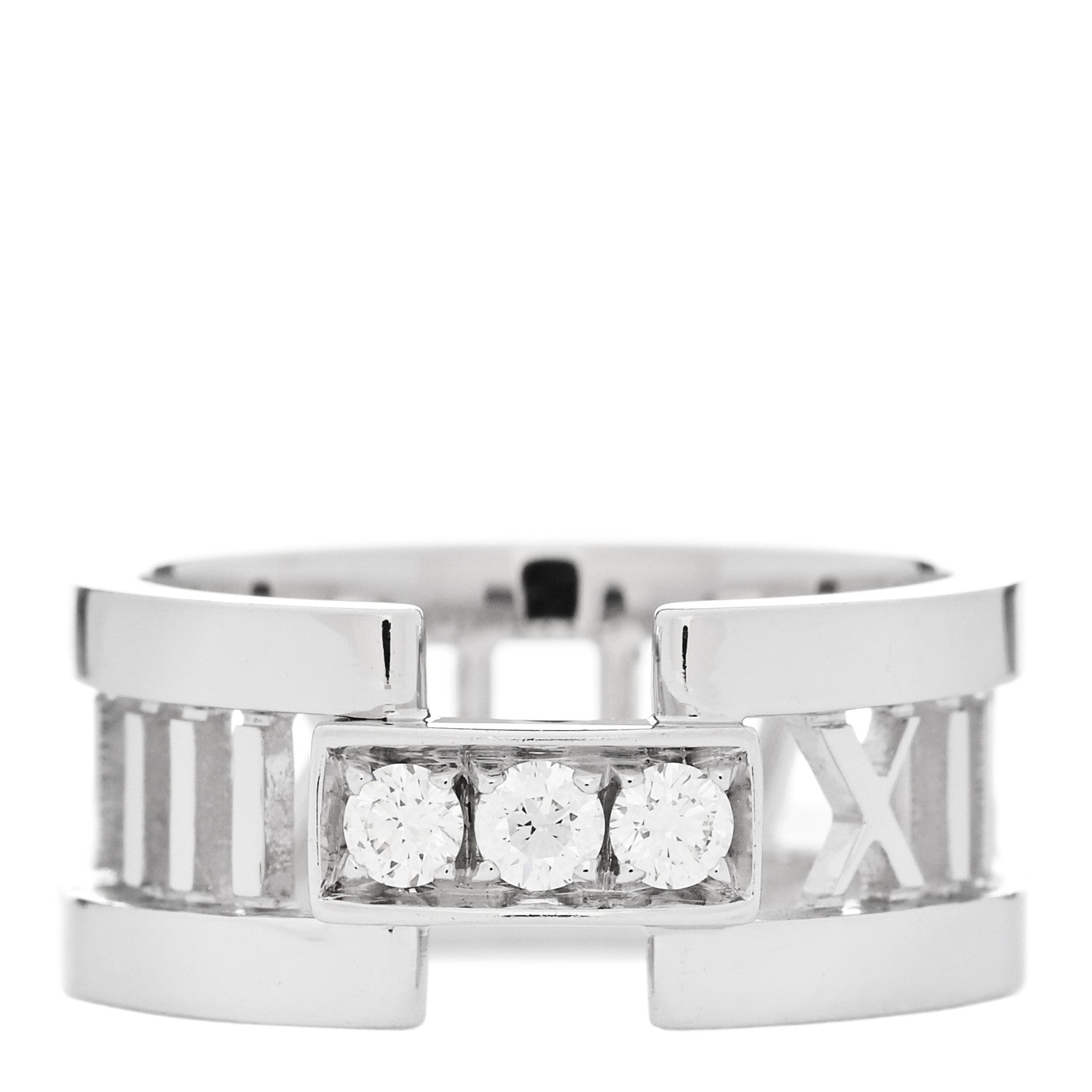 Tiffany 18K White Gold Diamond Open Atlas Ring 52 6 1 of 4