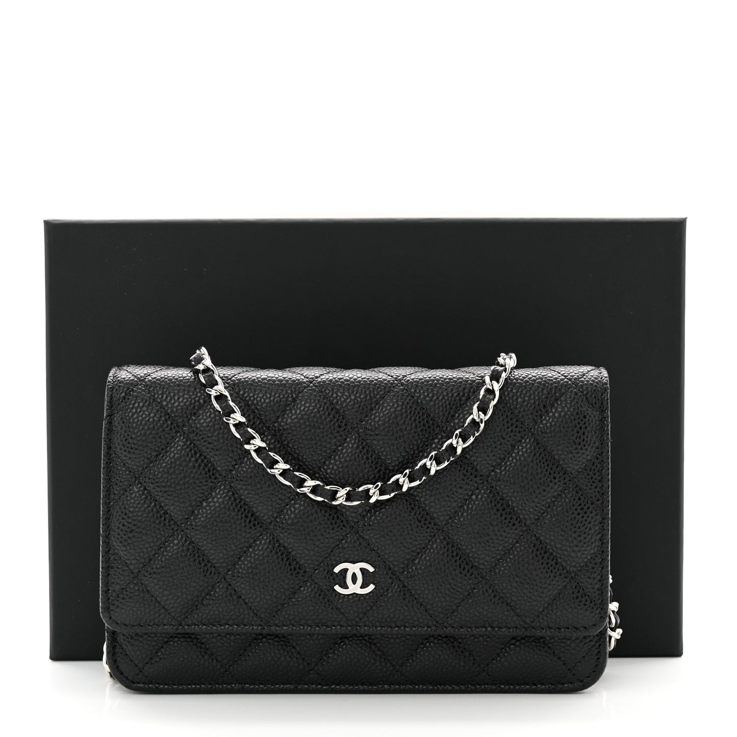 Caviar Quilted Wallet On Chain WOC Black