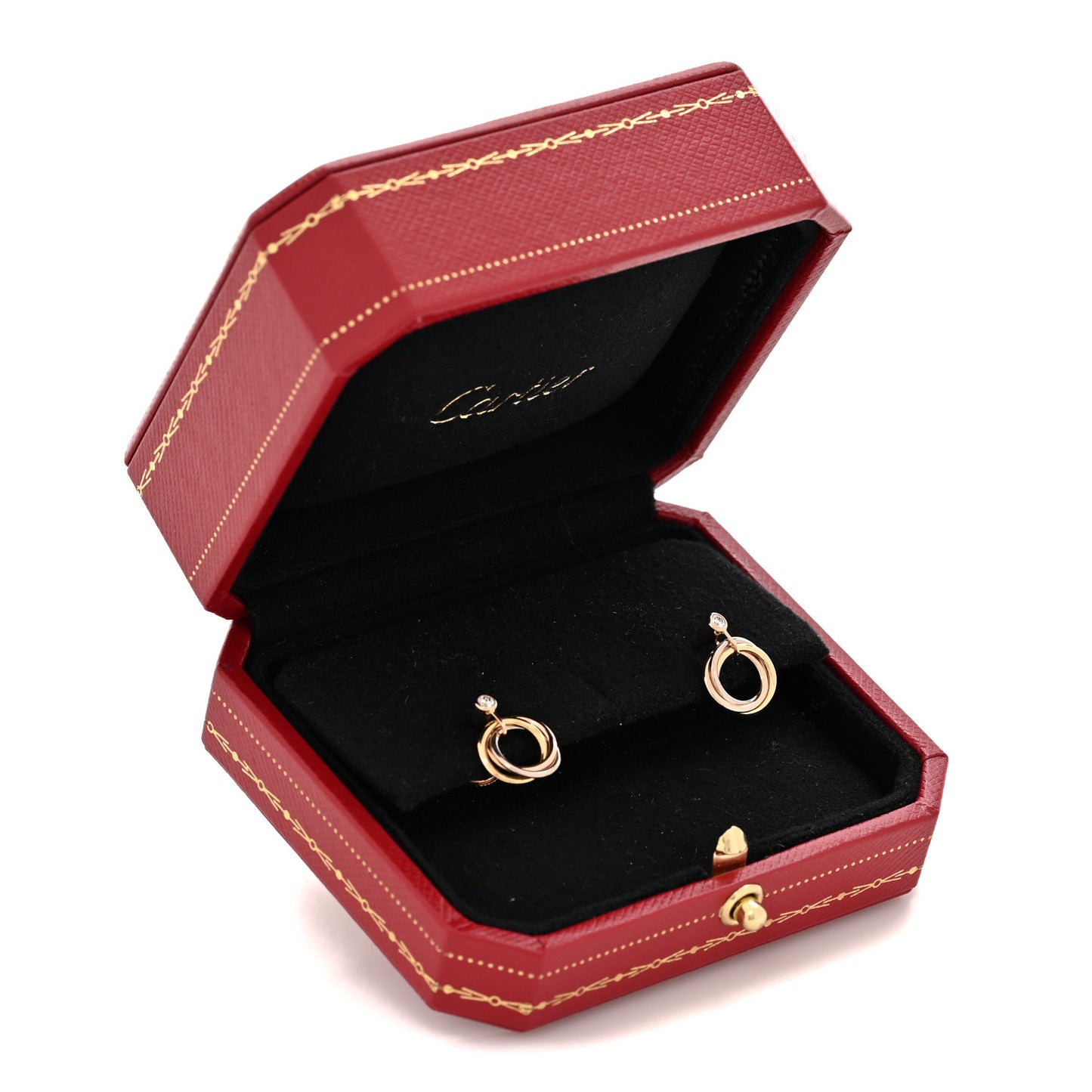 18K Pink Yellow White Gold Diamond Trinity Drop Earrings