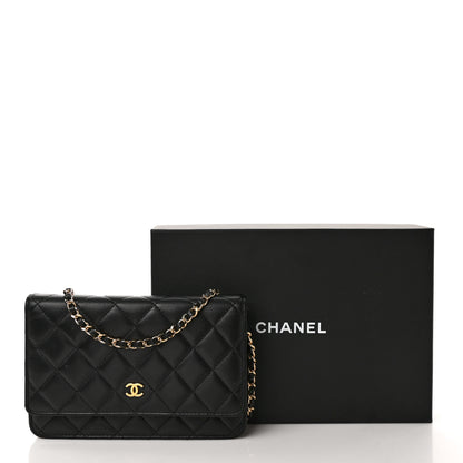 Chanel Lambskin Quilted Wallet On Chain WOC Black 12 of 12
