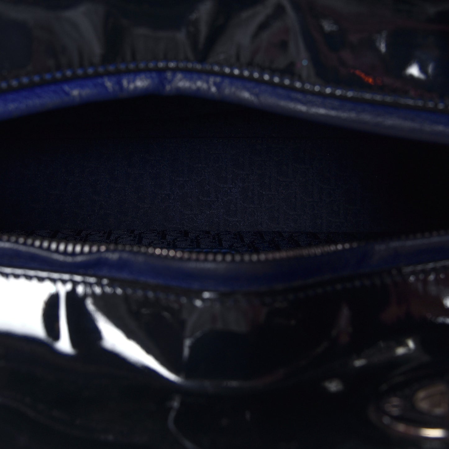 Patent Cannage Large Lady Dior Navy Blue
