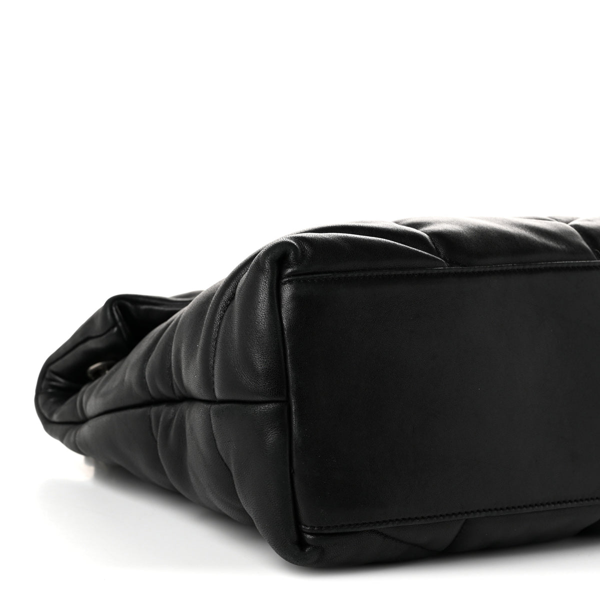 Lambskin Quilted Medium Loulou Puffer Monogram Chain Satchel Black