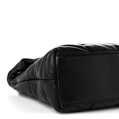 Saint Laurent Lambskin Quilted Medium Loulou Puffer Monogram Chain Satchel Black 9 of 10