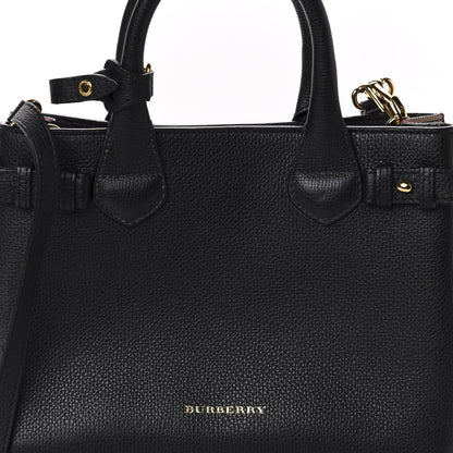 Burberry Grainy Calfskin House Check Small Banner Tote Black 9 of 9