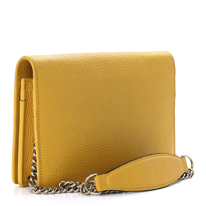 Gucci Pebbled Calfskin Soho Wallet on Chain New Buttercup 3 of 10