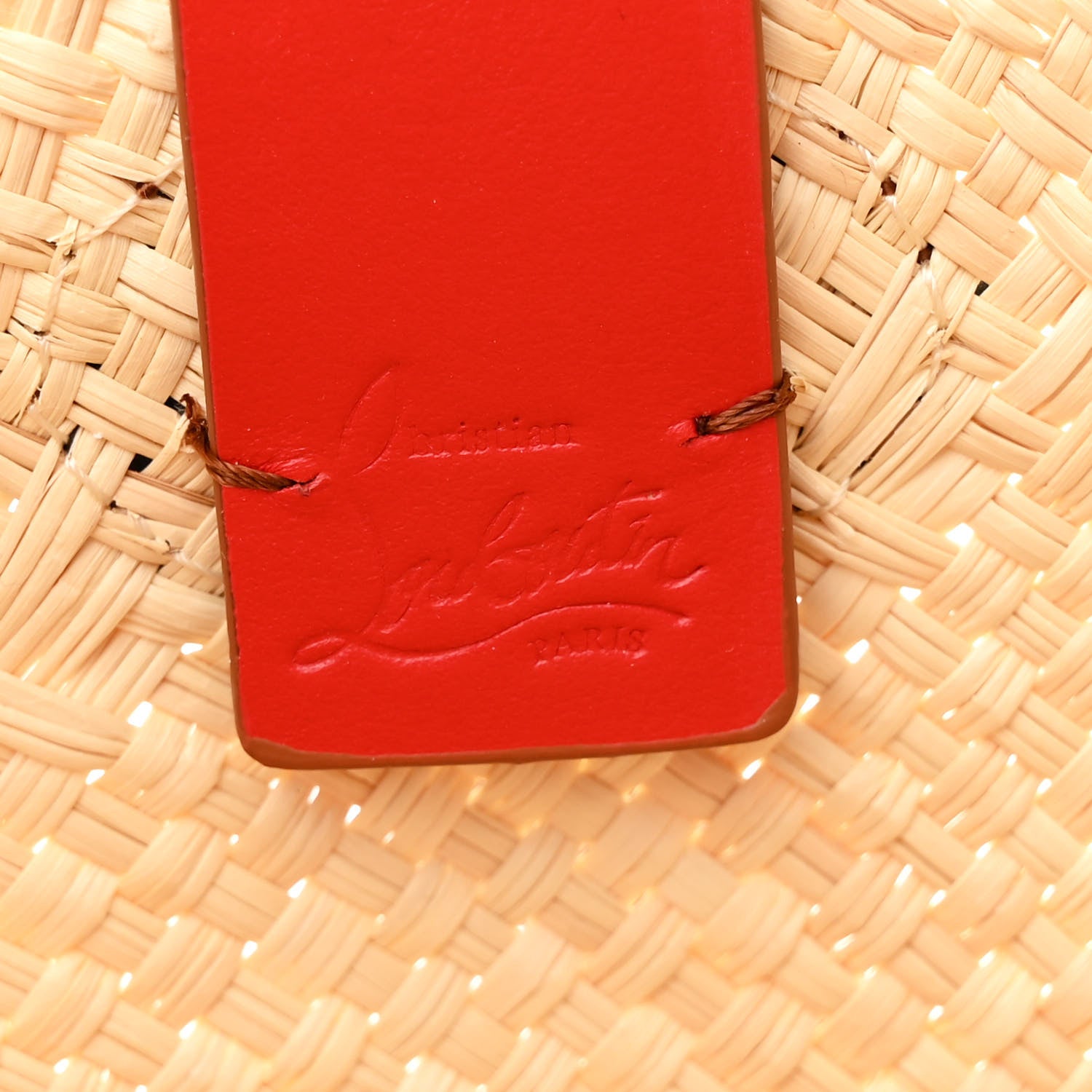 Christian Louboutin Calfskin Raffia Mini Cabata Tote Natural Cuoio 6 of 10