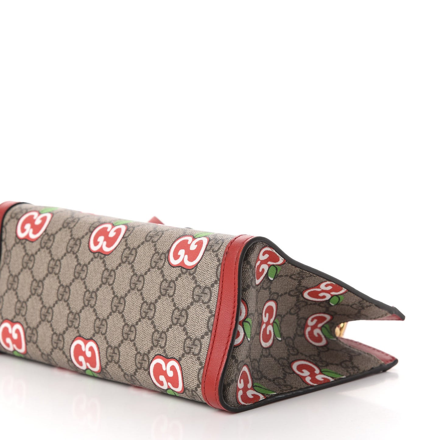 GG Supreme Monogram Apple Small Padlock Tote Beige Multicolor Lobster Red