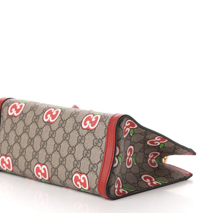 Gucci GG Supreme Monogram Apple Small Padlock Tote Beige Multicolor Lobster Red 10 of 11
