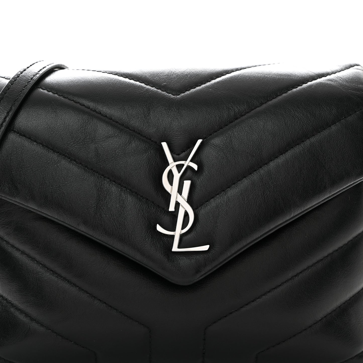 Calfskin Y Quilted Monogram Toy Loulou Crossbody Bag Black