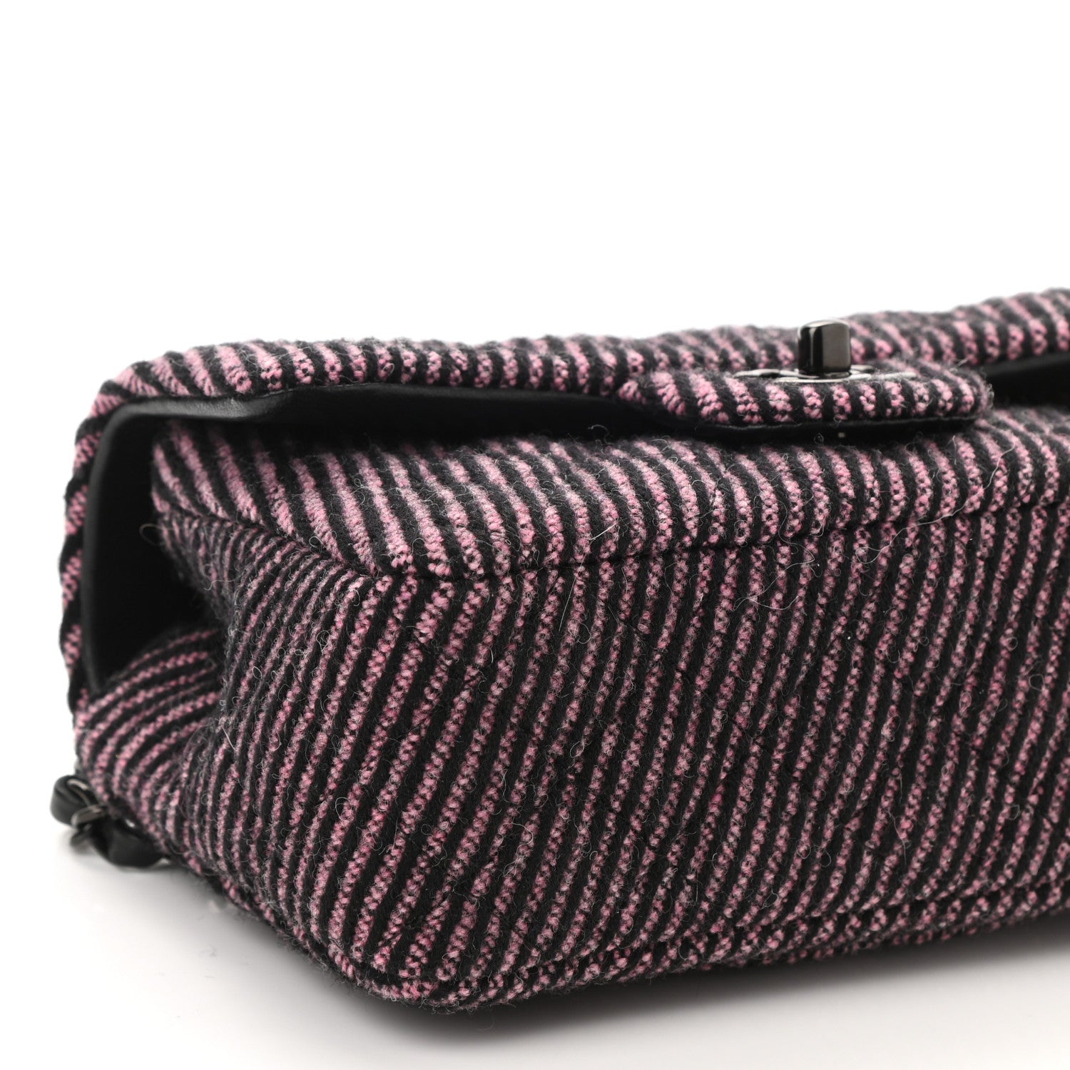 Chanel Wool Tweed Quilted Mini Rectangular Flap Pink Black 9 of 10