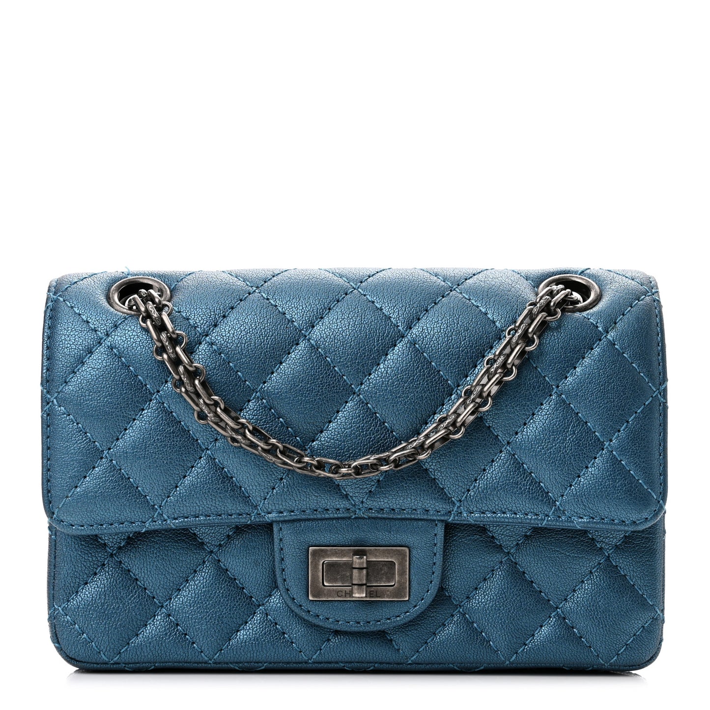 Metallic Sheepskin Quilted 2.55 Reissue Mini Flap Blue