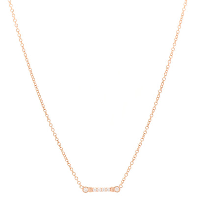 Tiffany 18K Rose Gold Diamond Fleur de Lis Key Bar Pendant Necklace 1 of 6