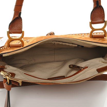 Chloe Suede Calfskin Braided Medium Marcie Satchel Caramel 5 of 7